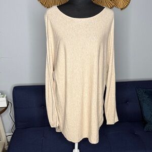 Michael Kors Light Beige Women's Cotton Viscose Knit Tunic Top size XL